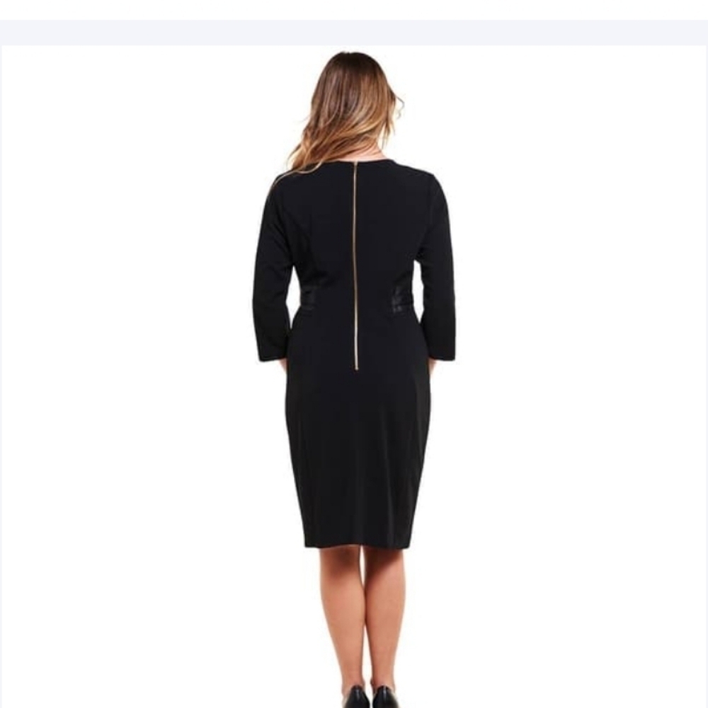 Harper 241 Long Sleeve Crepe Tie Belt Sheath Dress Black Size 16 - Picture 3 of 15